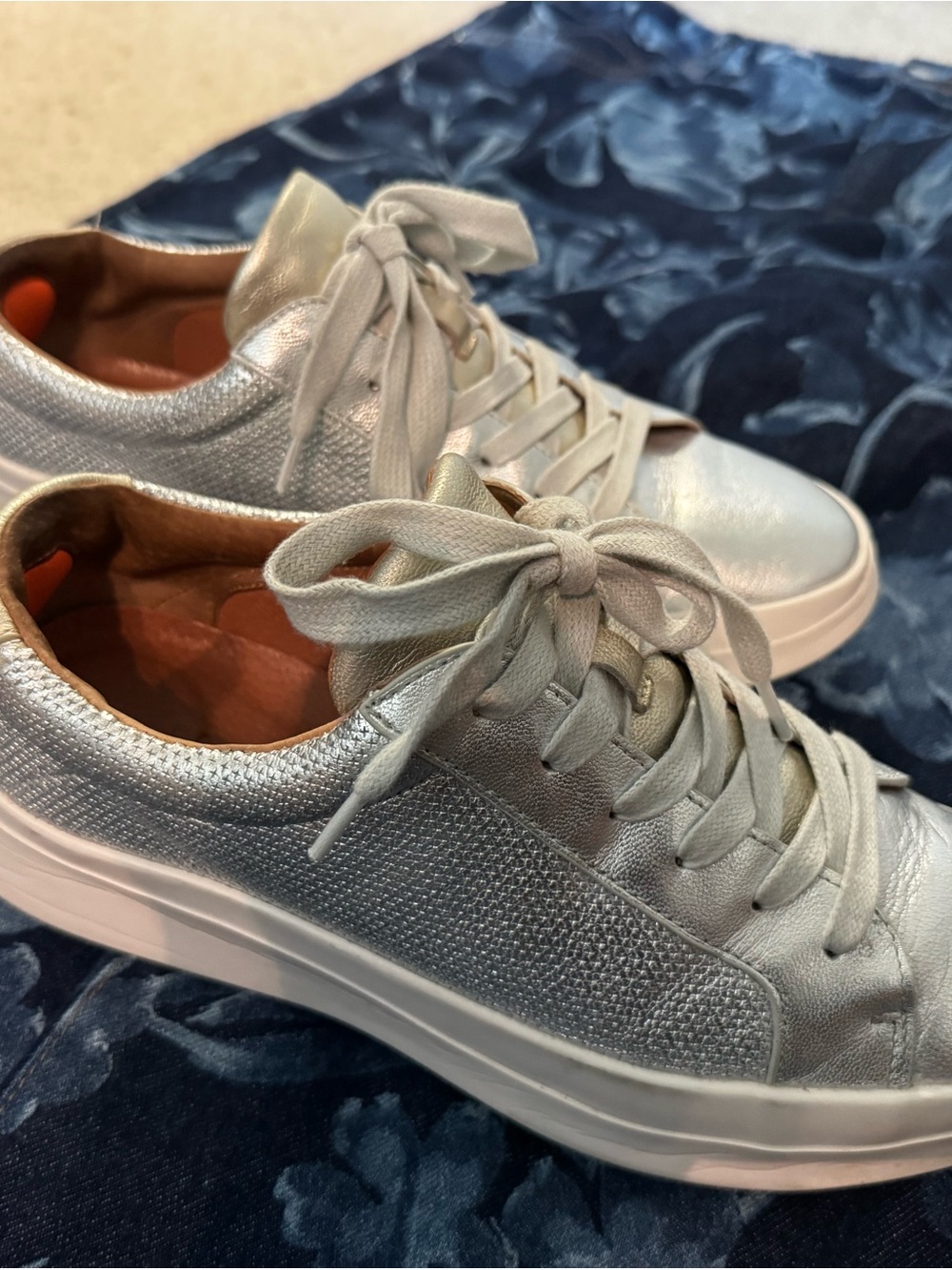 Gentle Souls by Kenneth Cole Metallic Silver Leather Sneakers